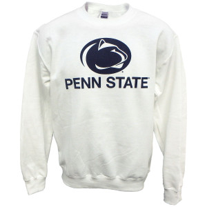 white crew sweatshirt navy athletic logo & Penn State image